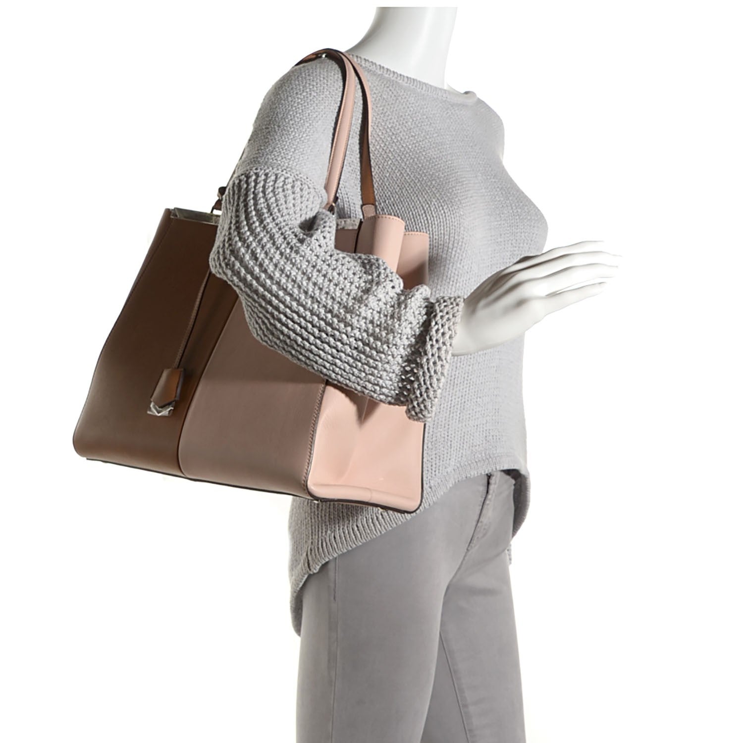 Fendi Vitello Bi-Color Large 3Jours Tote Orzo Rosa Plaster 2 of 10
