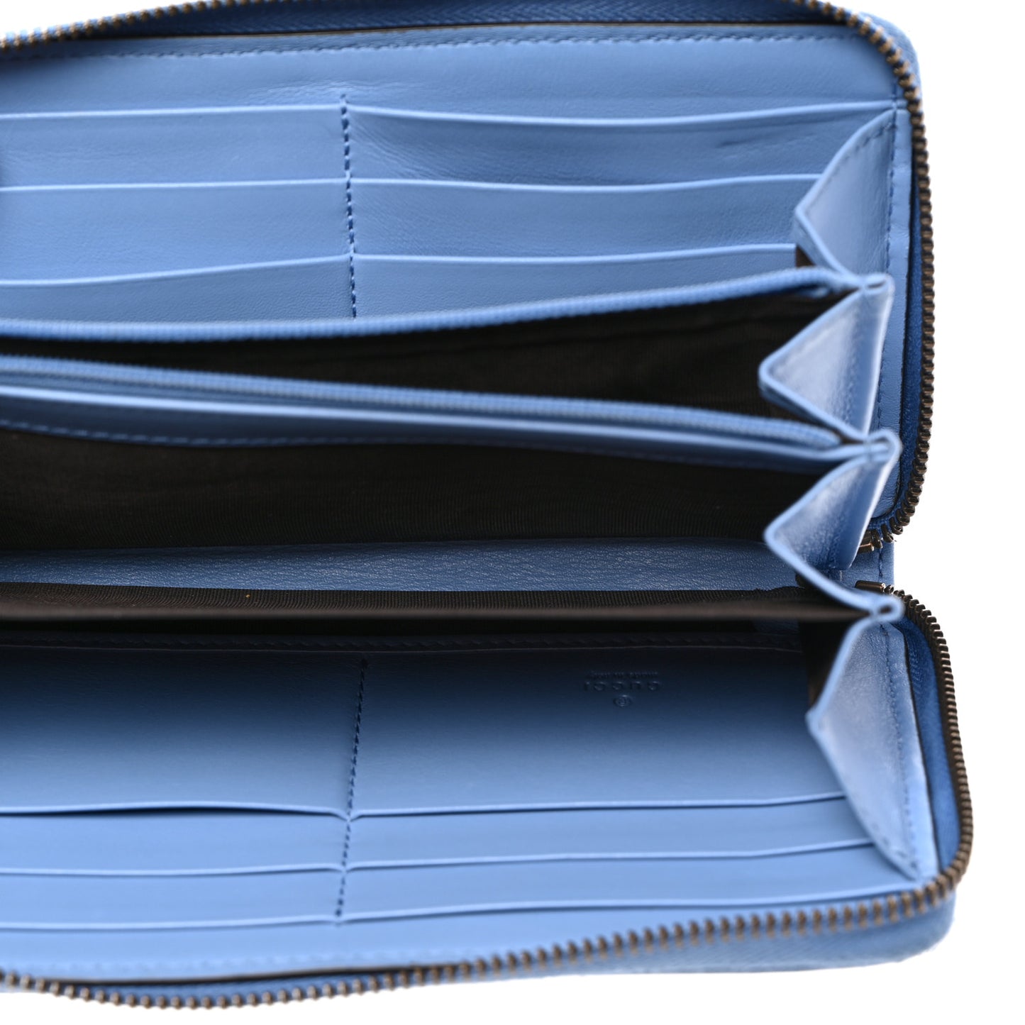 Calfskin Matelasse GG Marmont Zip Around Wallet Clear Sky Blue