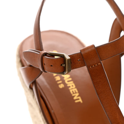 Saint Laurent Calfskin 85 Platform Espadrille Wedge Sandals 38 Brown 11 of 17