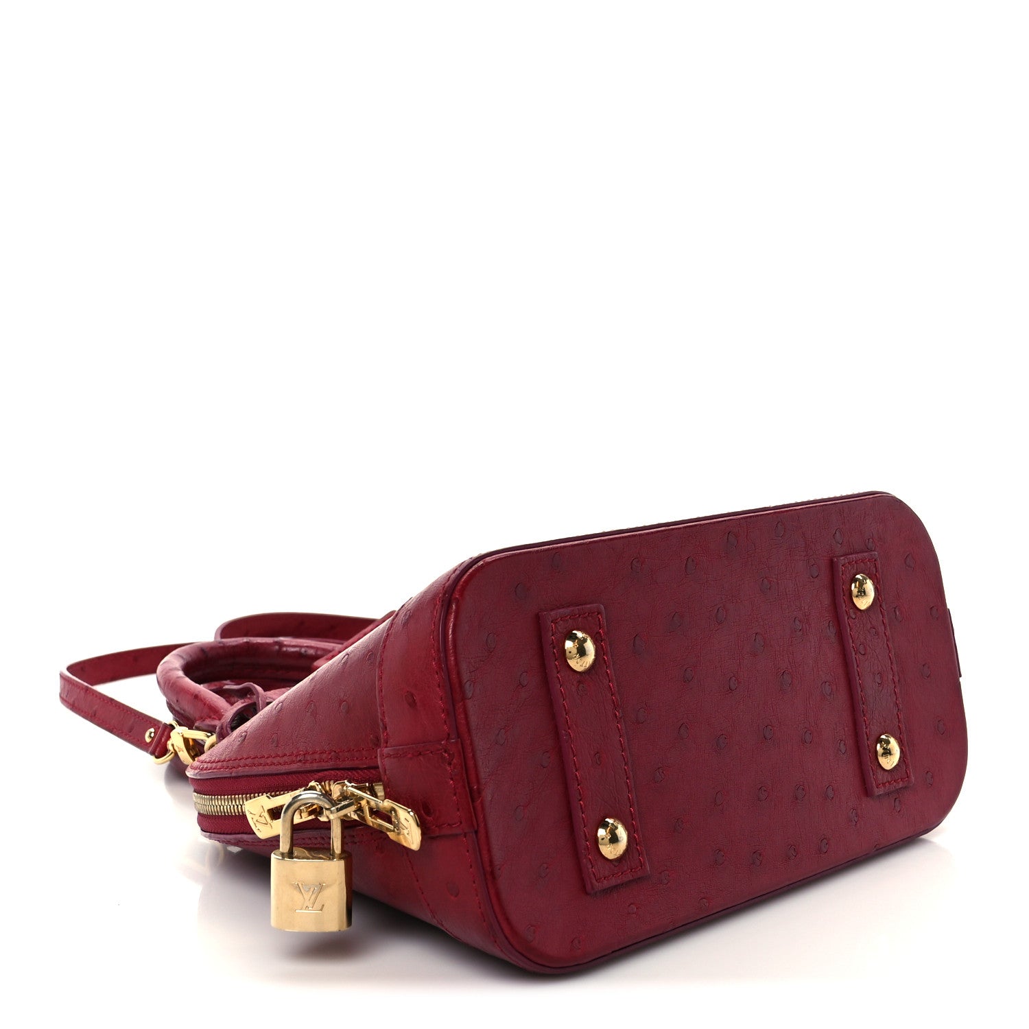 Louis Vuitton Ostrich Alma BB Red 4 of 10