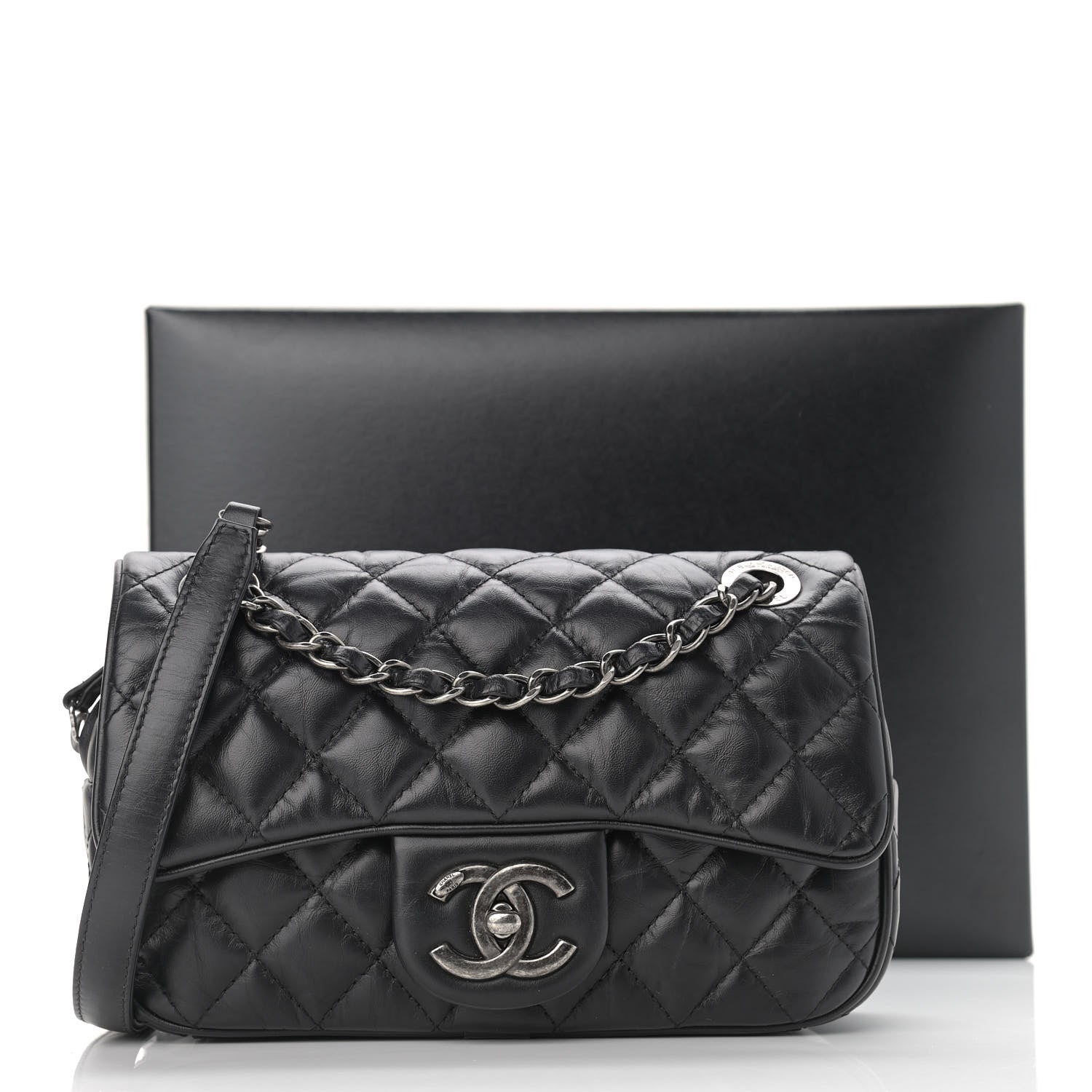 Chanel Aged Calfskin Quilted Small Easy Flap Black 11 of 11