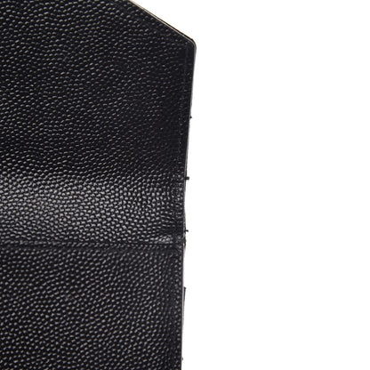 Saint Laurent Grain De Poudre Matelasse Chevron Small Monogram Passport Case Black 8 of 10