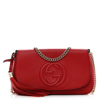 Gucci Pebbled Calfskin Medium Soho Flap Crossbody Vibrant Red 1 of 10