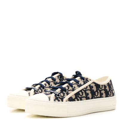 Christian Dior Canvas Oblique Walk'N'Dior Low Top Platform Sneakers 36.5 Deep Blue 4 of 9