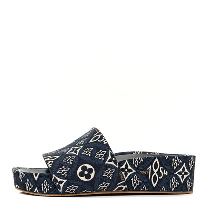 Louis Vuitton Canvas Since 1854 Jumbo Flatform Mule Sandals 37.5 Blue 1 of 8