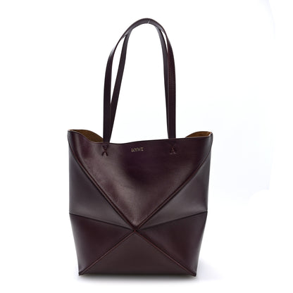 Loewe Shiny Calfskin Medium Puzzle Fold Tote Dark Burgundy 1 of 10