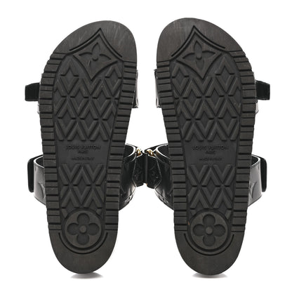 Louis Vuitton Lambskin Embossed Monogram Bom Dia Flat Mule Sandals 38 Black 6 of 11