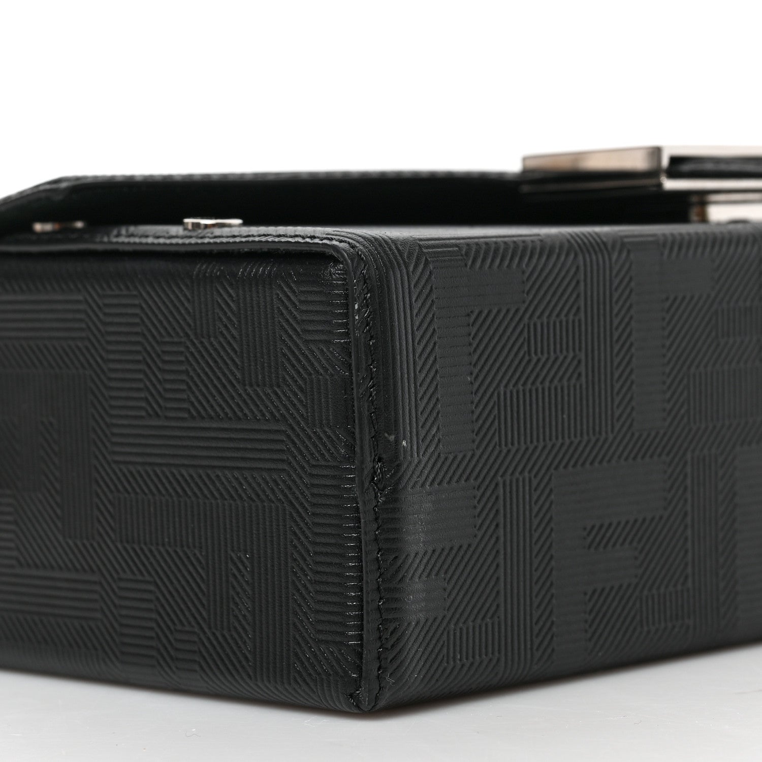 Fendi Vitello King FF Lines Embossed Baguette Soft Trunk Black 12 of 17