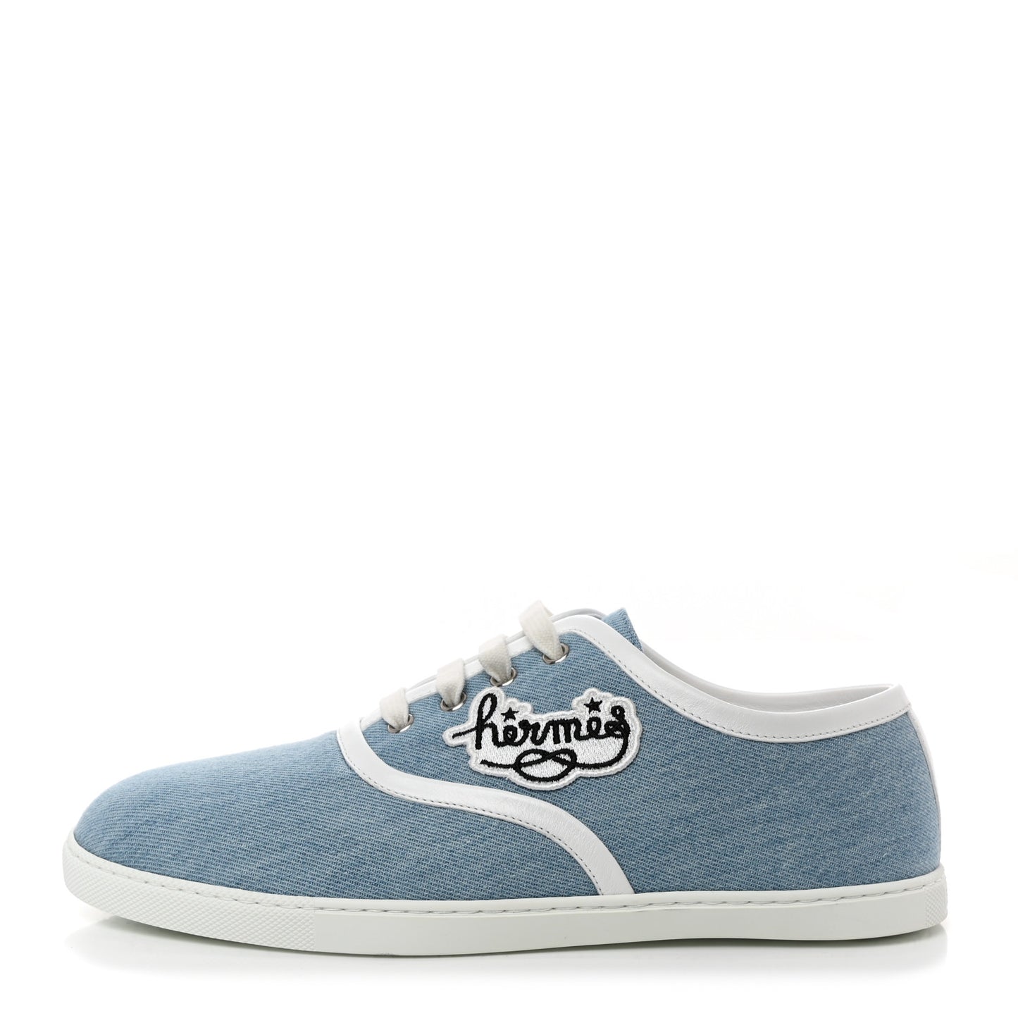 Denim Nappa Embroidered Innocent Sneakers 42 Bleu Clair White