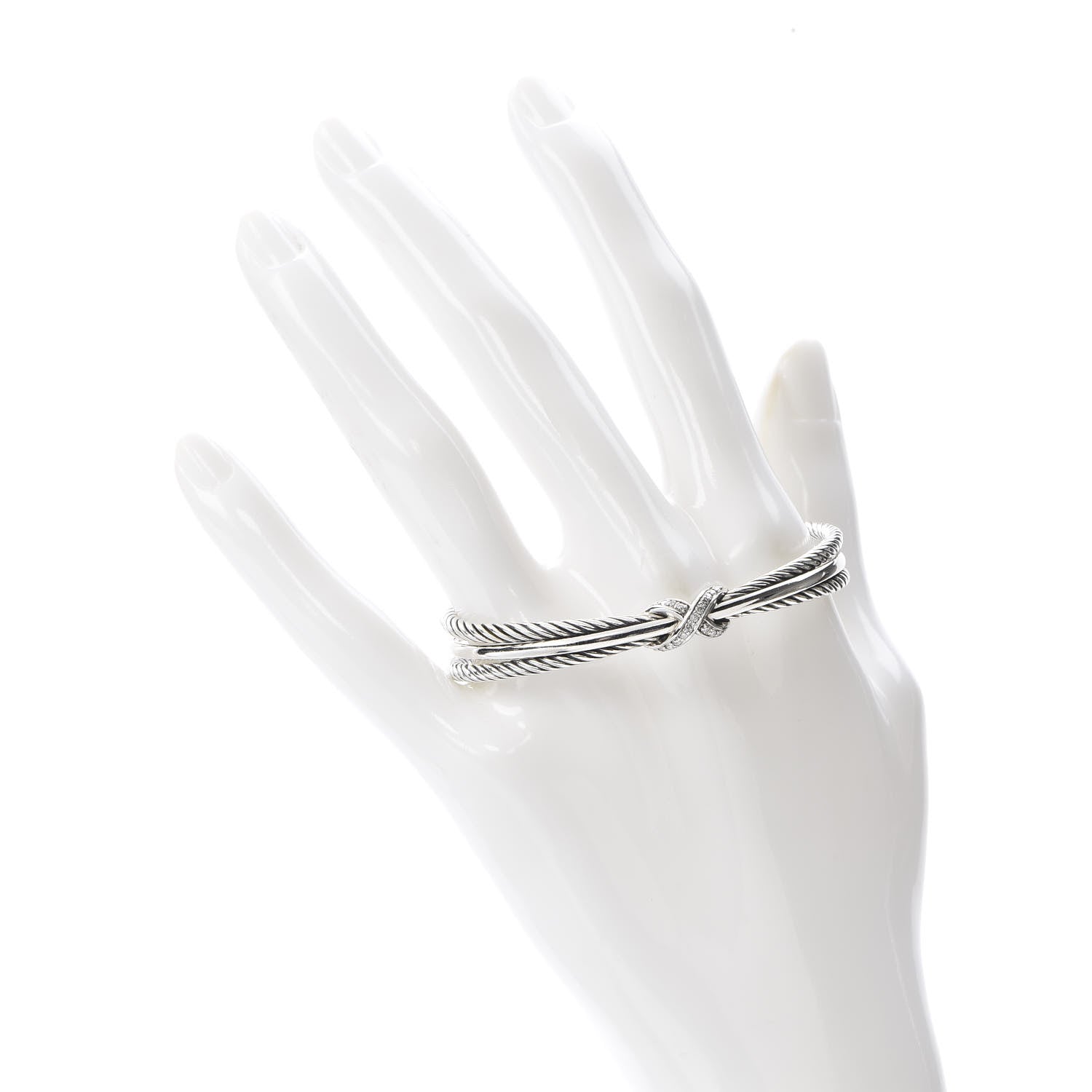 David Yurman Sterling Silver Diamond 7mm Crossover X Bracelet 2 of 4