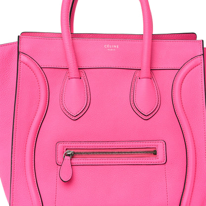 Celine Drummed Calfskin Mini Luggage Fluo Pink 7 of 9
