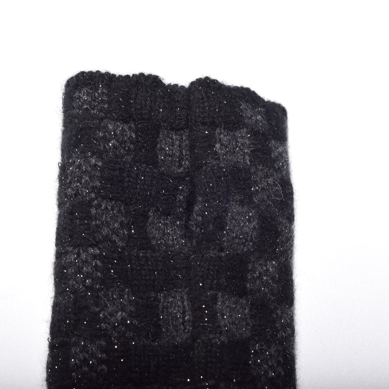 Chanel Cashmere Viscose CC Arm Warmers Grey Navy 6 of 6