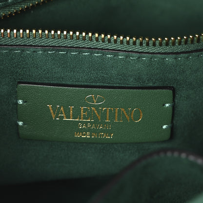 Valentino Garavani Crystal Suede Enamel Medium Roman Stud Shoulder Bag Green 6 of 9