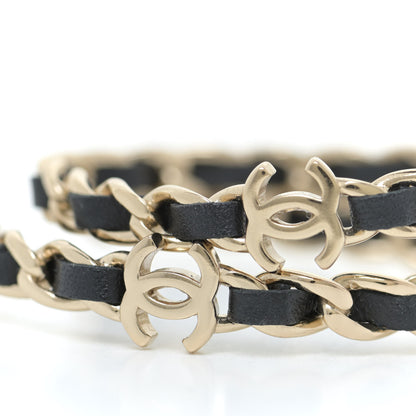 Chanel Lambskin CC Chain Hoop Earrings Gold Black 3 of 6
