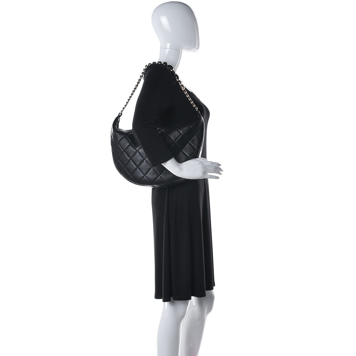 Chanel Lambskin Resin Elegant Maxi Hobo Black 2 of 10
