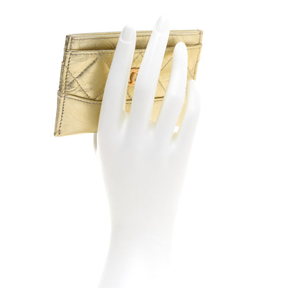 Chanel Metallic Aged Calfskin Quilted Gabrielle Card Holder Wallet Gold 2 of 9