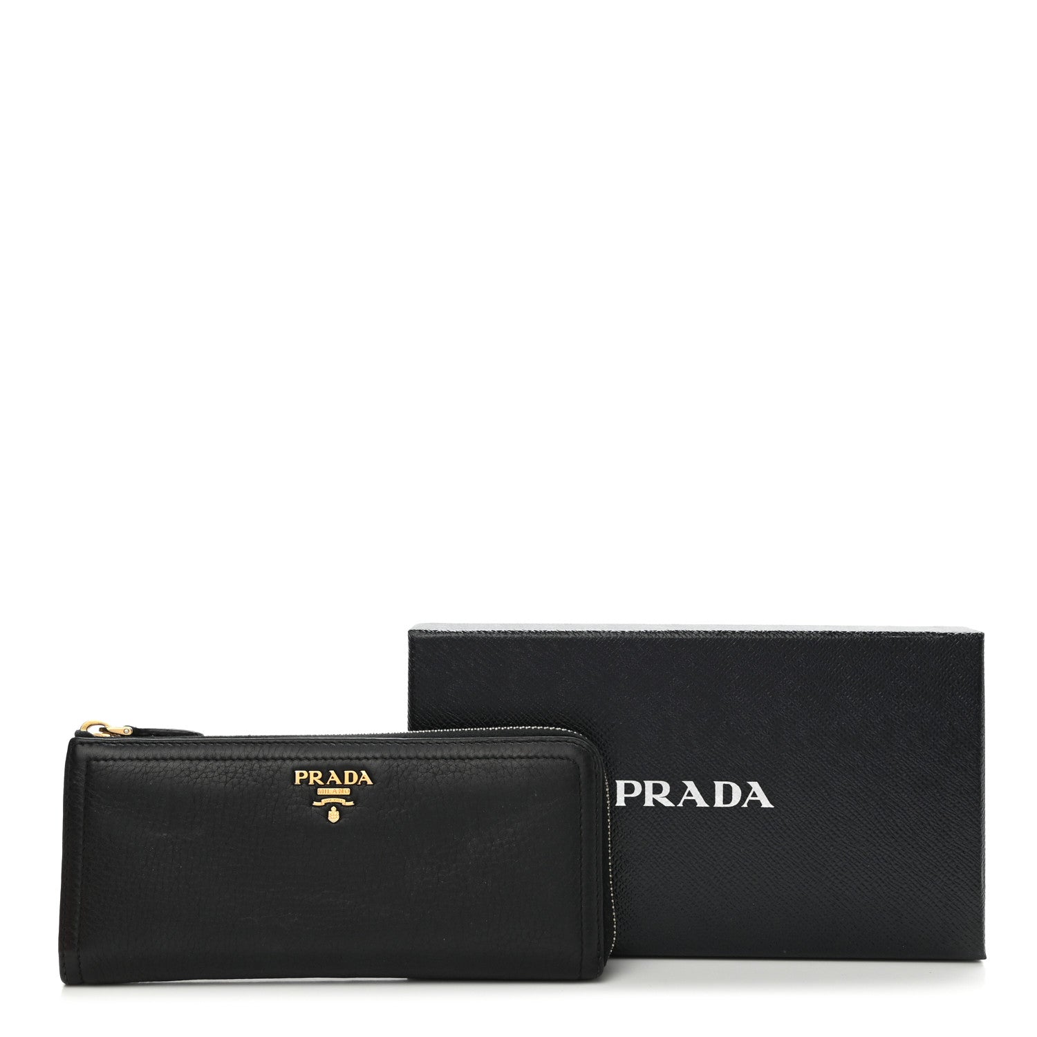 Prada Vitello Daino Zip Around Wallet Black 6 of 6