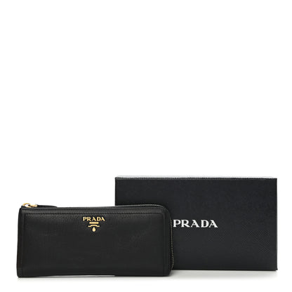 Prada Vitello Daino Zip Around Wallet Black 6 of 6
