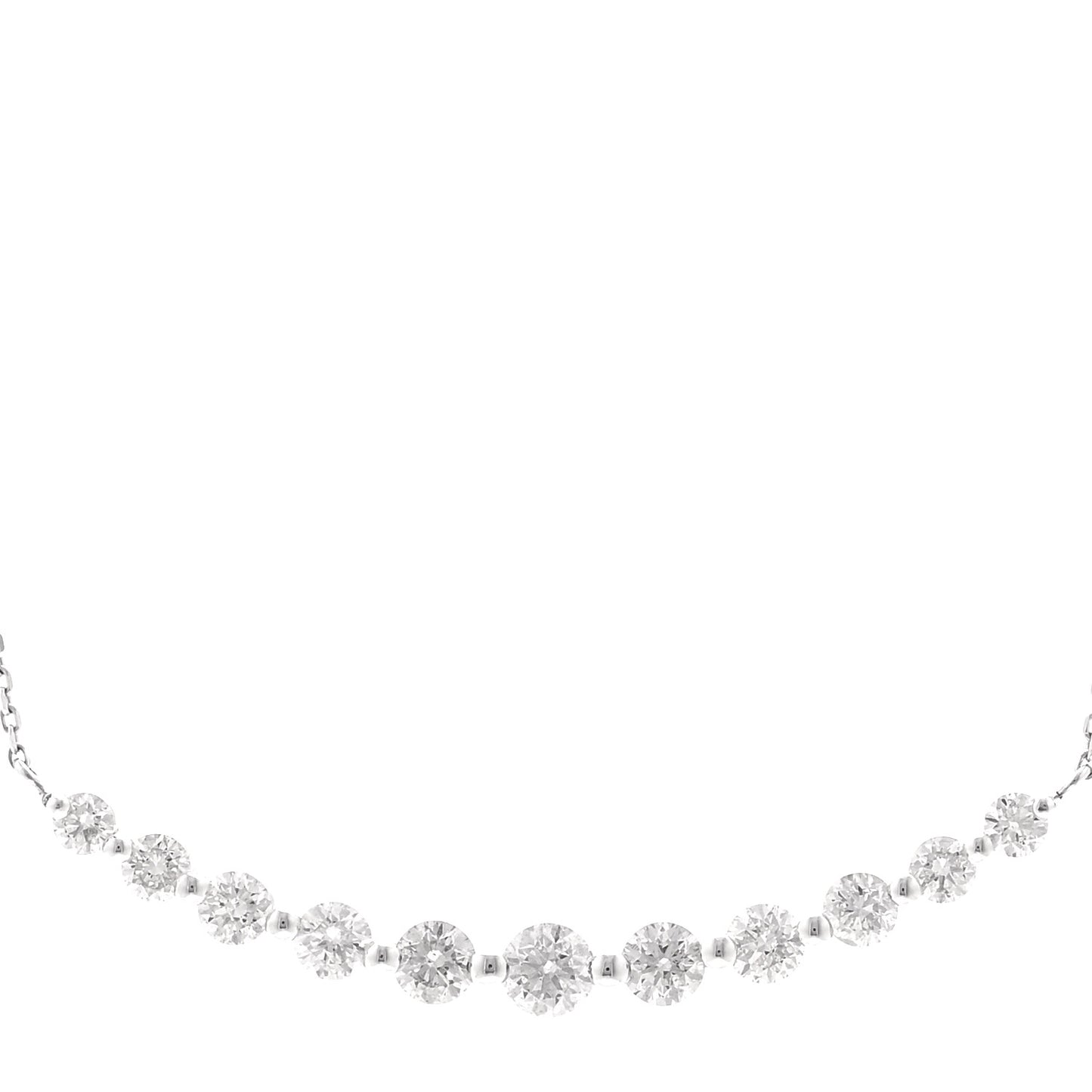 18K White Gold Diamond 1.00ctw Graduated Station Necklace