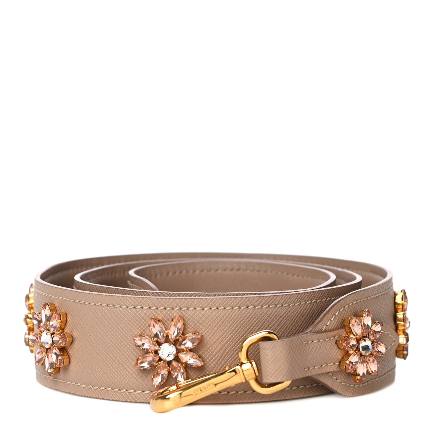 Saffiano Crystal Flower Shoulder Strap Cammeo