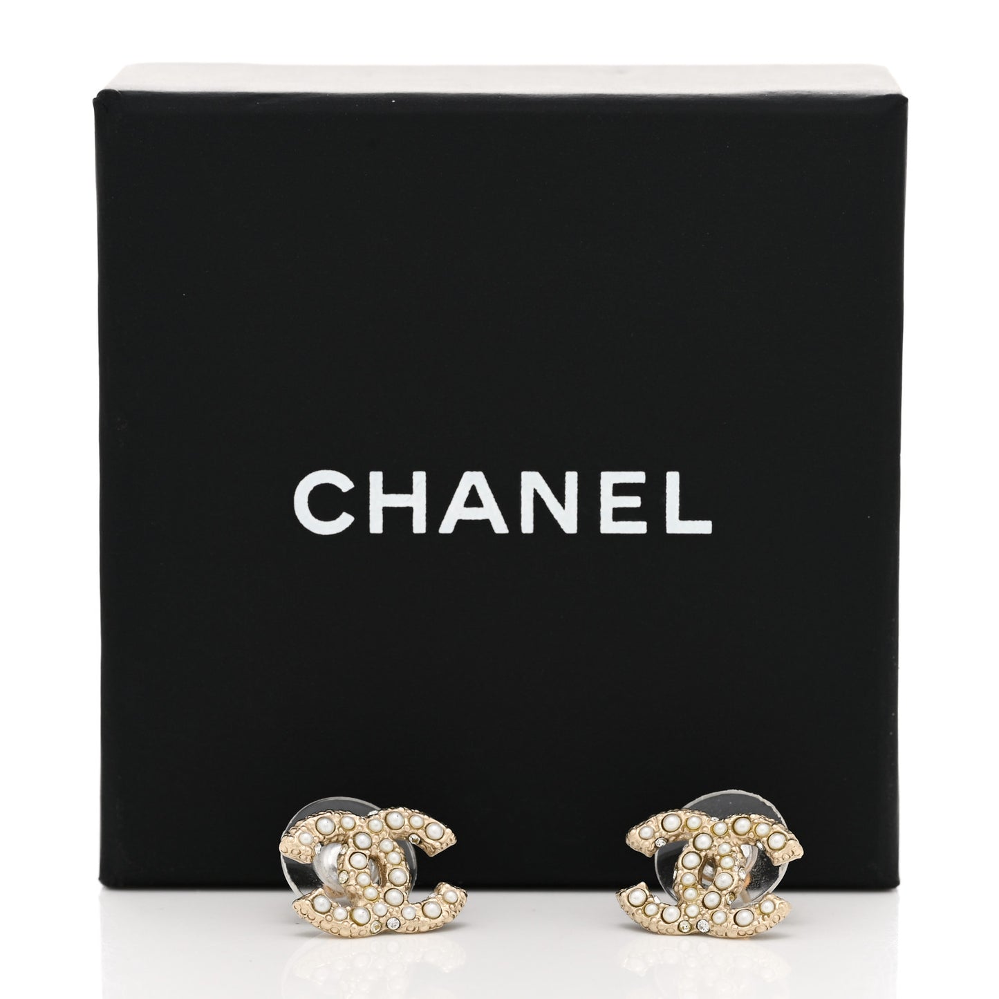 Metal Graduated Pearl Crystal CC Earrings Light Gold