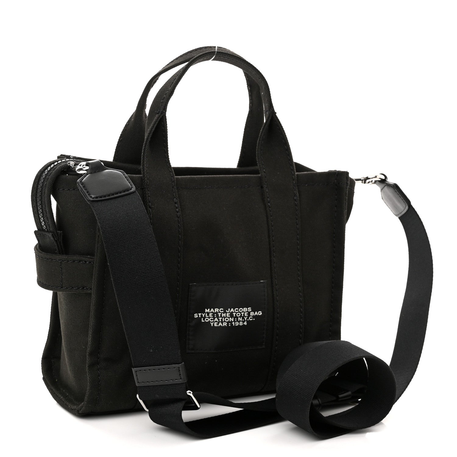 Marc Jacobs Cotton Canvas Mini The Traveler Tote Bag Black 3 of 9