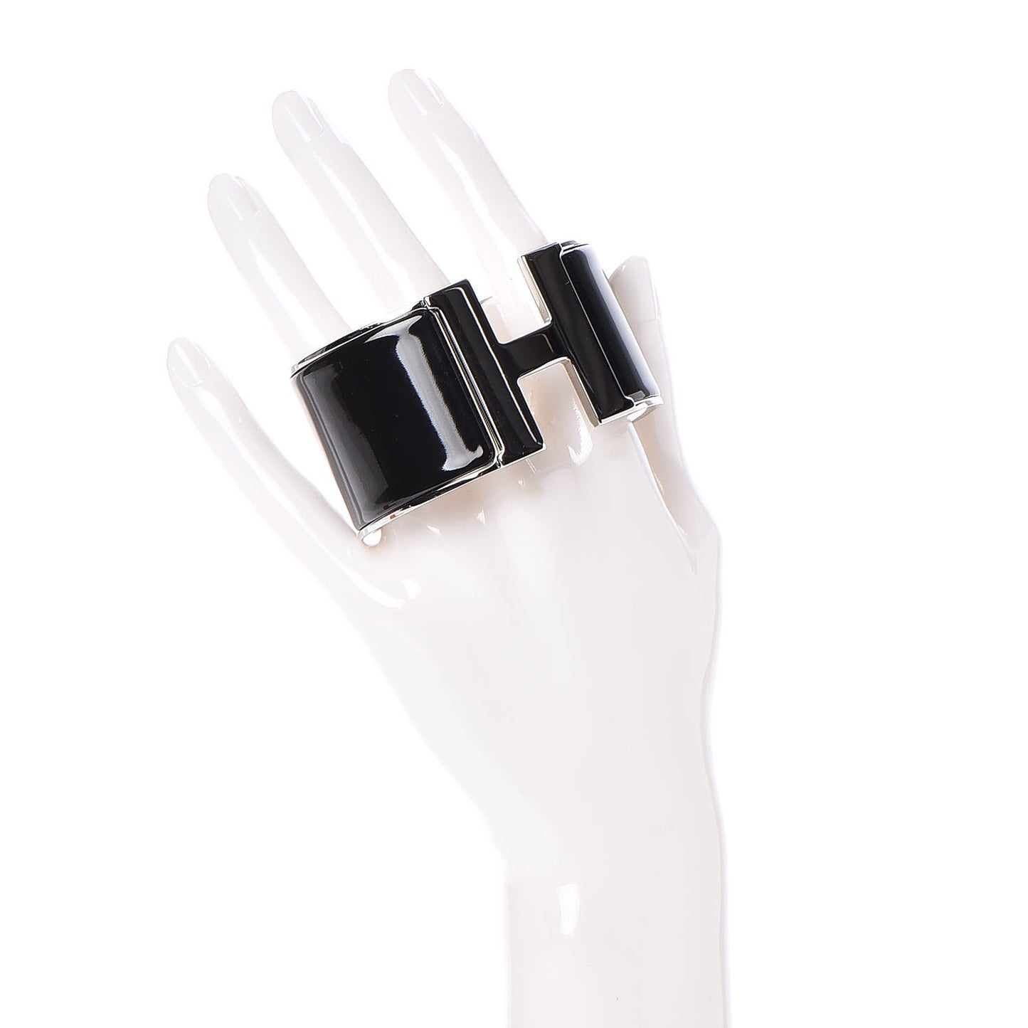 Enamel Extra Wide Clic Clac H Bracelet GM Black