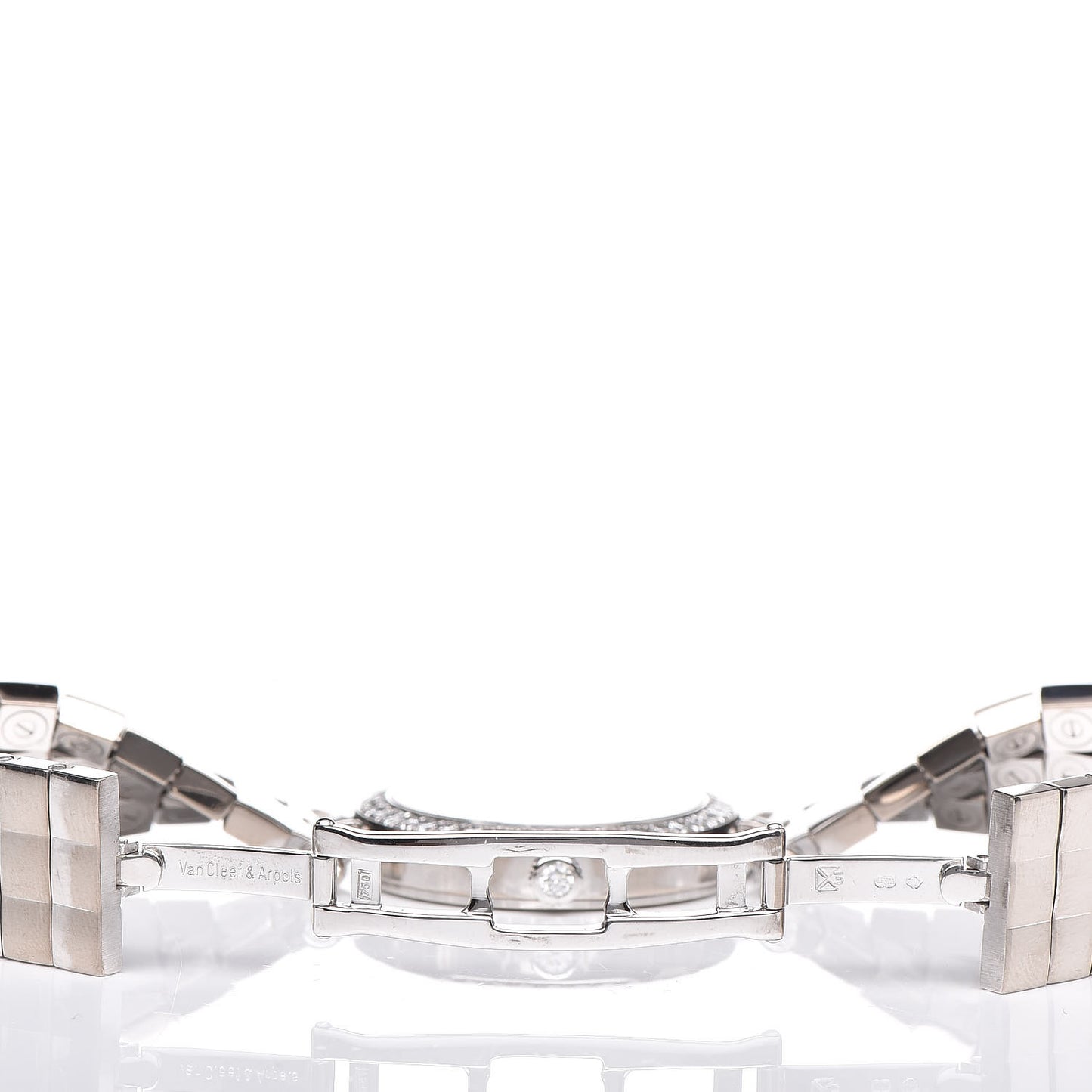 18K White Gold Diamond Bezel Mother of Pearl 28mm Lady Arpels Papillon Quartz Watch