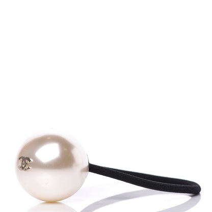Chanel Pearl CC Hair Tie Black White 3 of 5