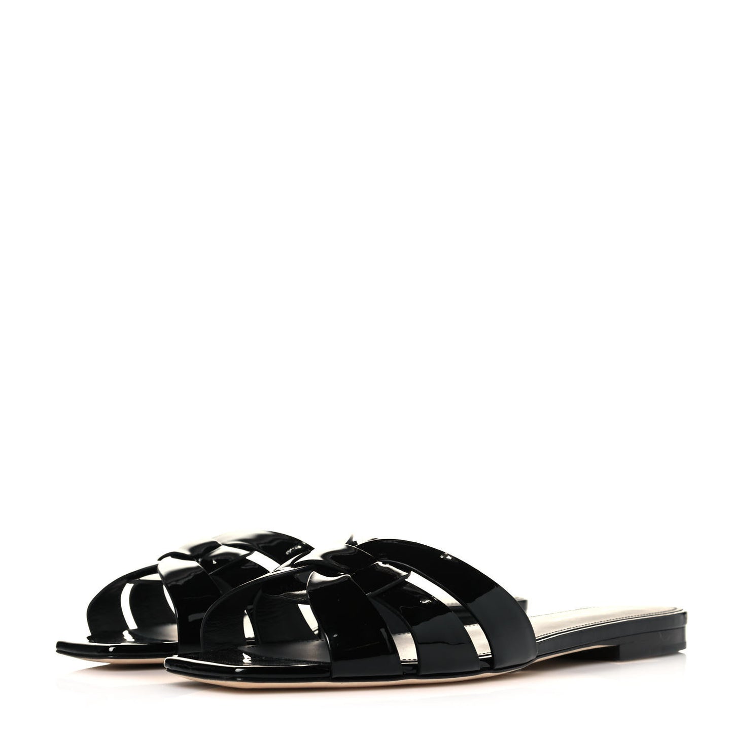 Patent Calfskin Nu Pied 05 Slide Sandals 37 Black