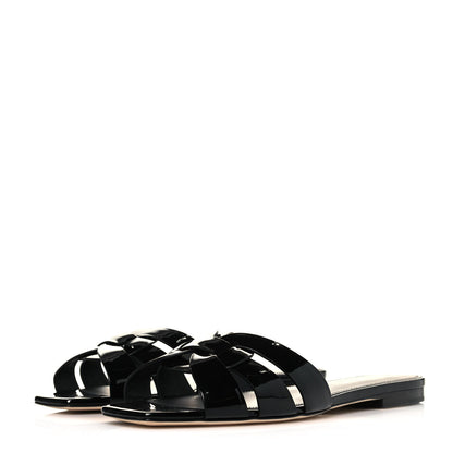 Saint Laurent Patent Calfskin Nu Pied 05 Slide Sandals 37 Black 3 of 9