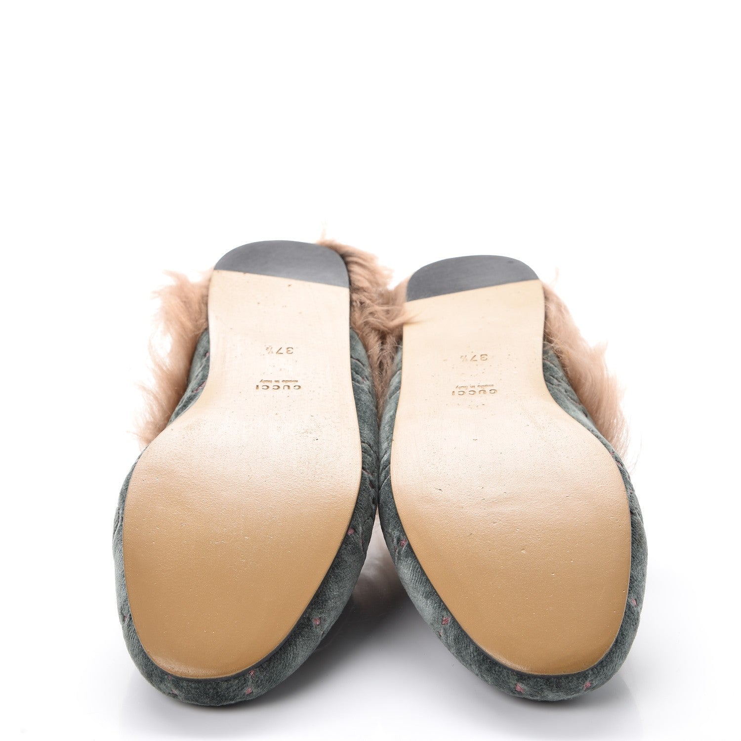 Gucci Velvet GG Monogram Fur Womens Princetown Slippers 37.5 Avio Dusty Pink 5 of 8