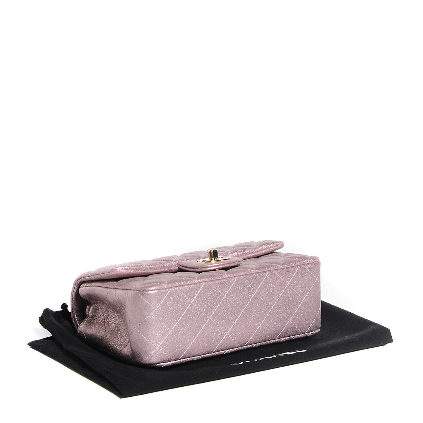 Metallic Goatskin Quilted Mini Rectangular Flap Pink