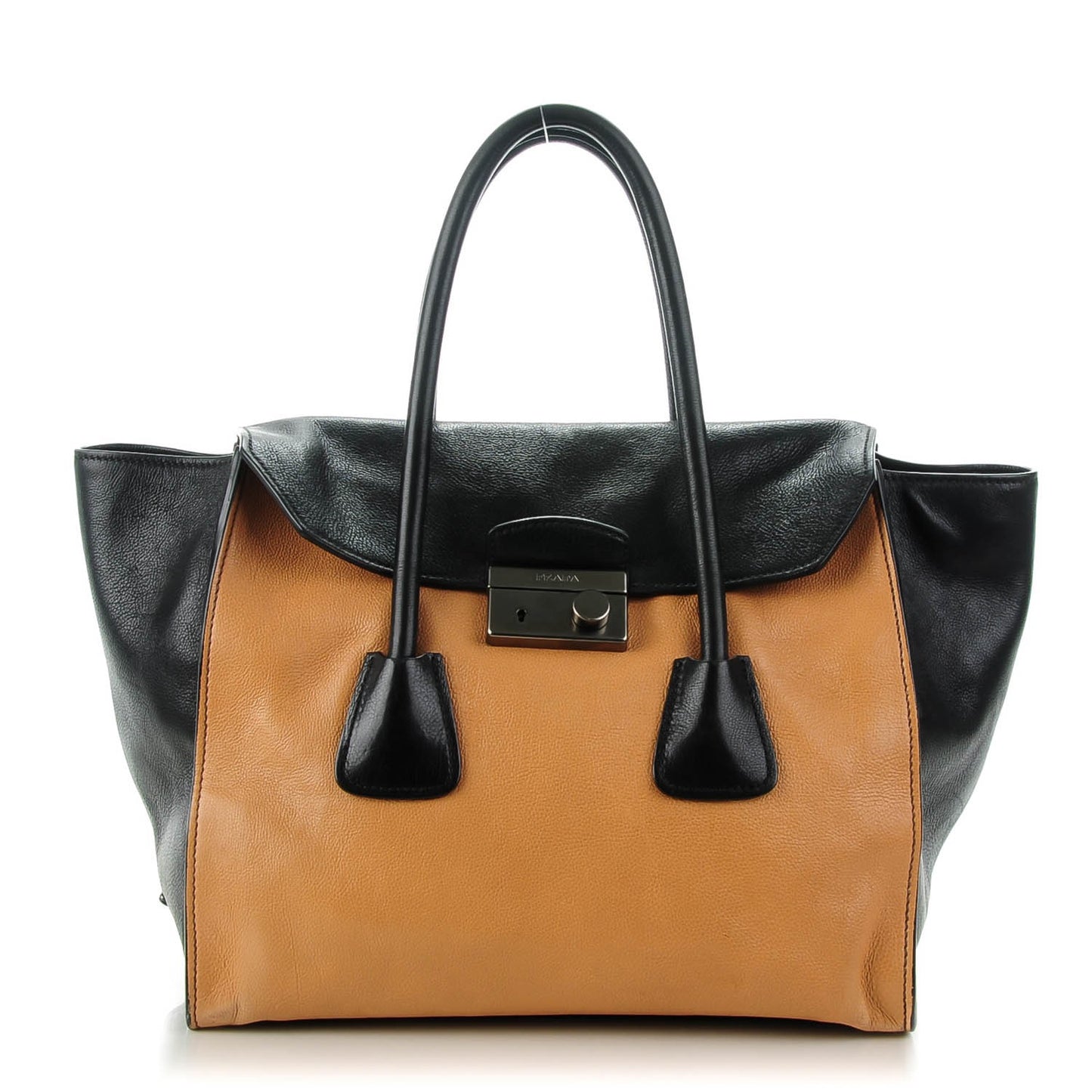 Glace Calf Large Twin Pocket Tote Naturale Black