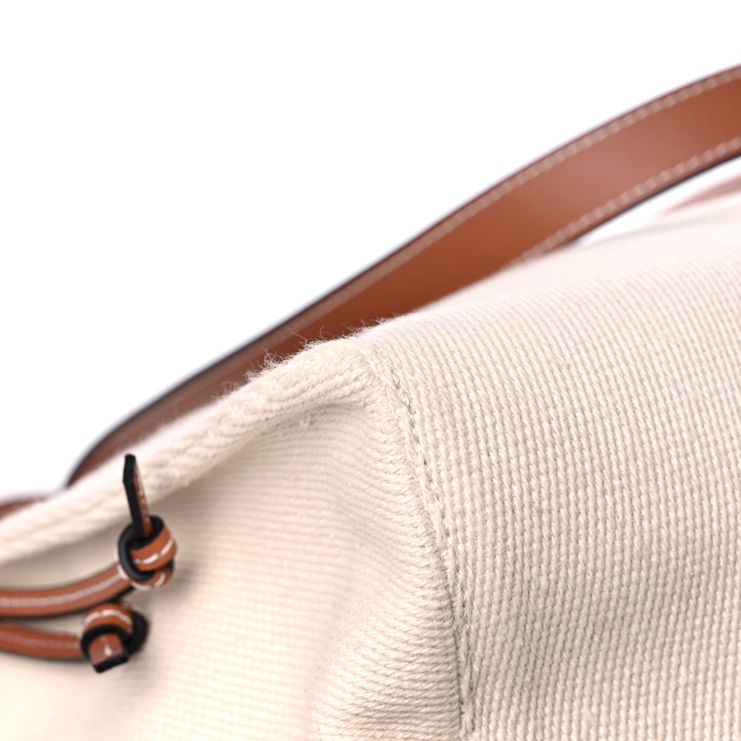 Canvas Calfskin Cushion Tote Beige