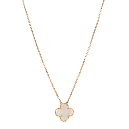 Van Cleef & Arpels 18K Yellow Gold Mother of Pearl Vintage Alhambra Pendant Necklace 1 of 6