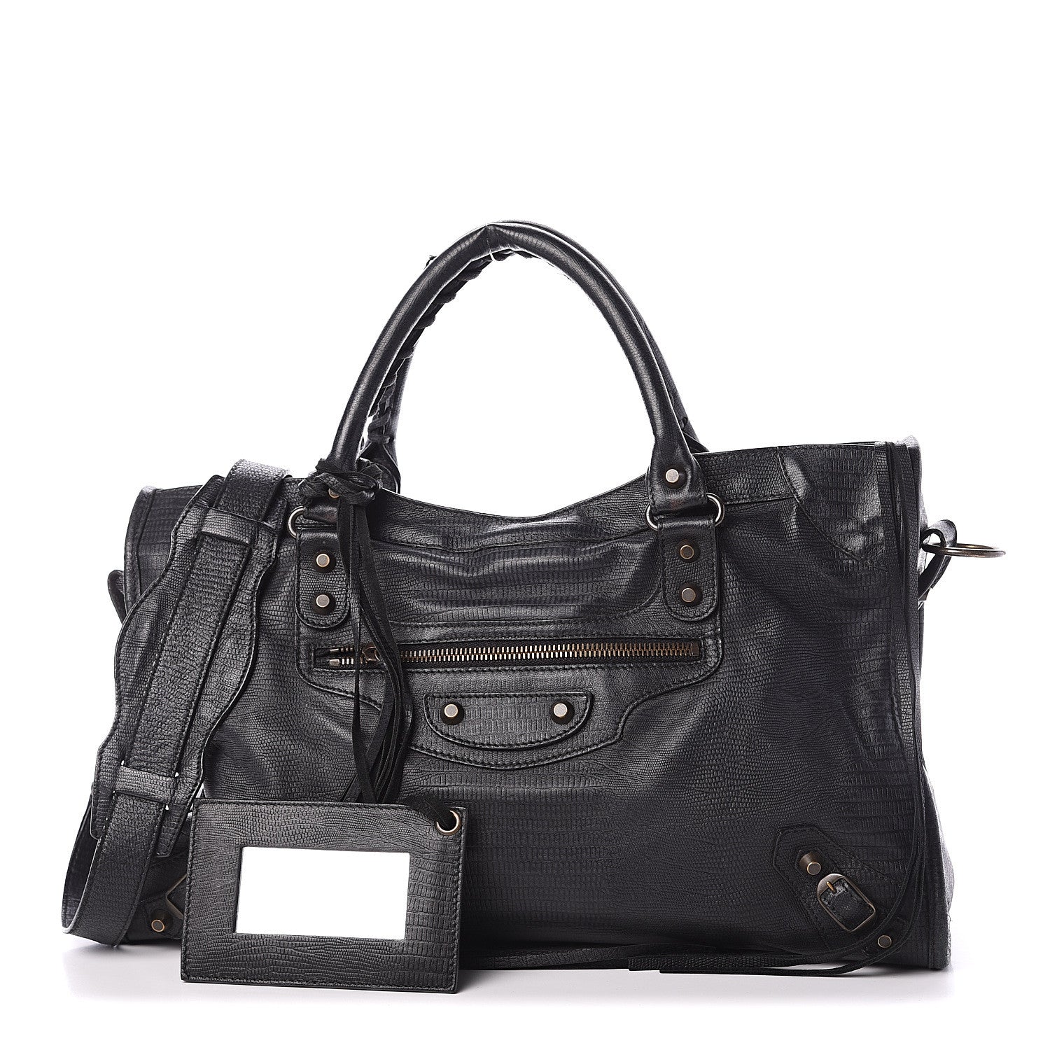 Balenciaga Agneau Lizard Embossed Classic Hardware City Black 1 of 8