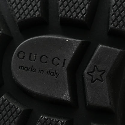 Gucci Calfskin Sylvie Web Womens Lace Up Combat Boots 37.5 Black 7 of 9