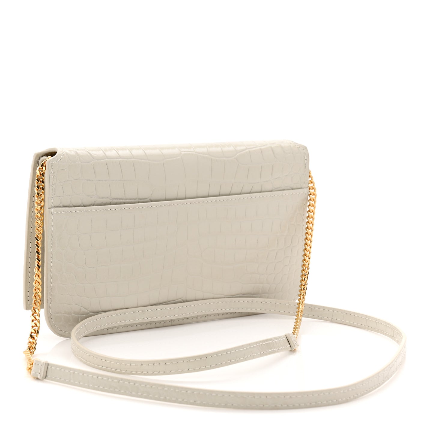 Crocodile Embossed Monogram Phone Holder Crossbody Crema Soft
