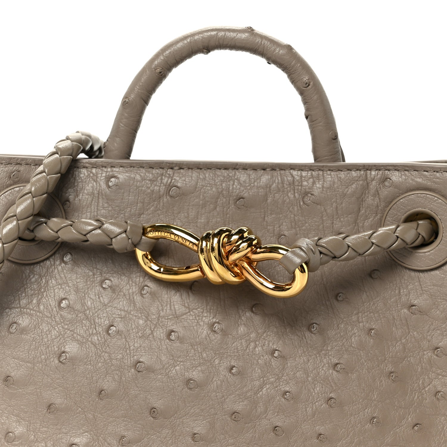 Bottega Veneta Ostrich Mini Andiamo Shoulder Bag Limestone 8 of 10