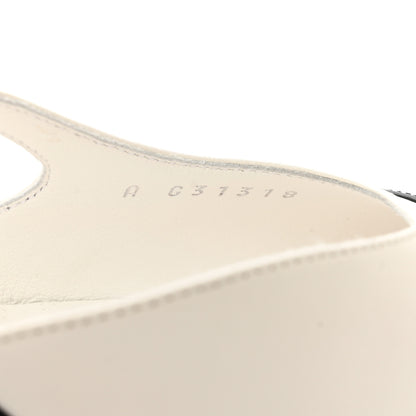 Chanel Lambskin Cap Toe CC Slingback Pumps 36 White Black 8 of 9