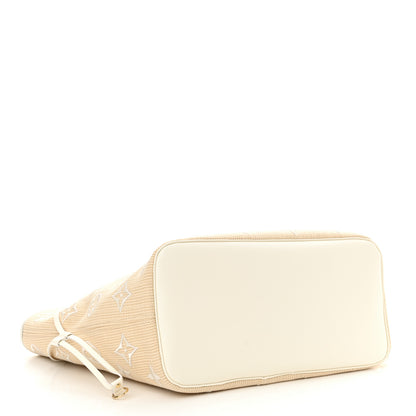 Louis Vuitton Cotton Monogram Embroidered Neverfull MM Beige White 5 of 10