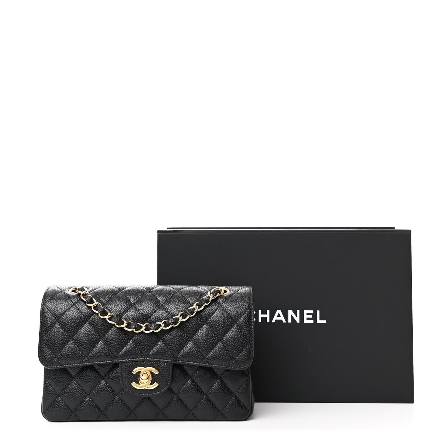 Caviar Quilted Small Double Flap Black