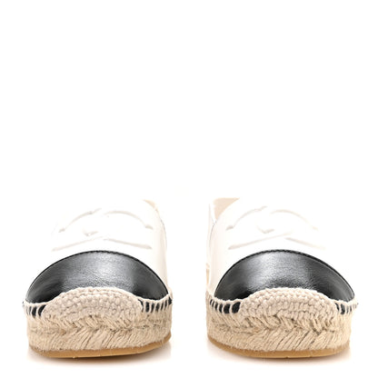 Chanel Shiny Calfskin CC Espadrilles 40 White Black 3 of 9