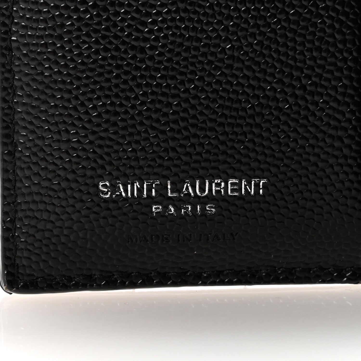 Saint Laurent Grain De Poudre Matelasse Chevron Monogram Zipped Card Case Black 6 of 8