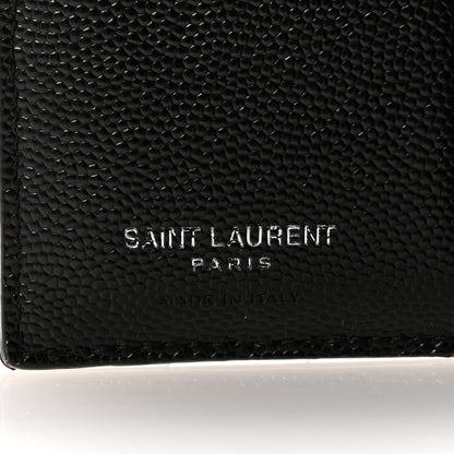 Saint Laurent Grain De Poudre Matelasse Chevron Monogram Zipped Card Case Black 6 of 8