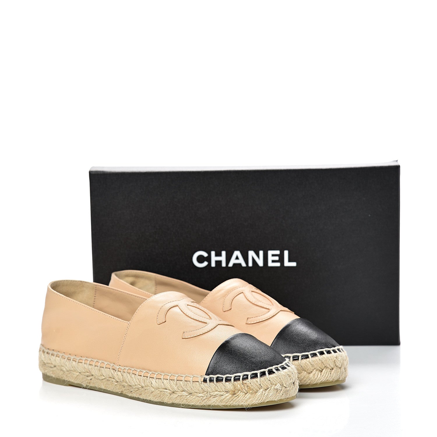 Chanel Lambskin CC Espadrilles 39 Beige Black 11 of 11