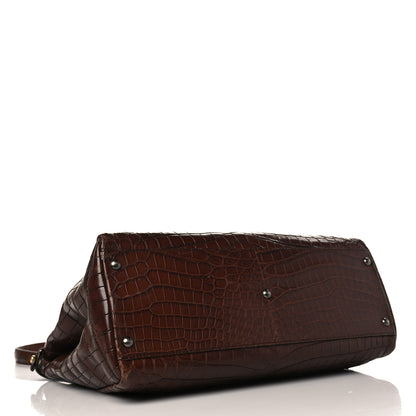 Fendi Crocodile Large Peekaboo Iconic Satchel Brown 4 of 16