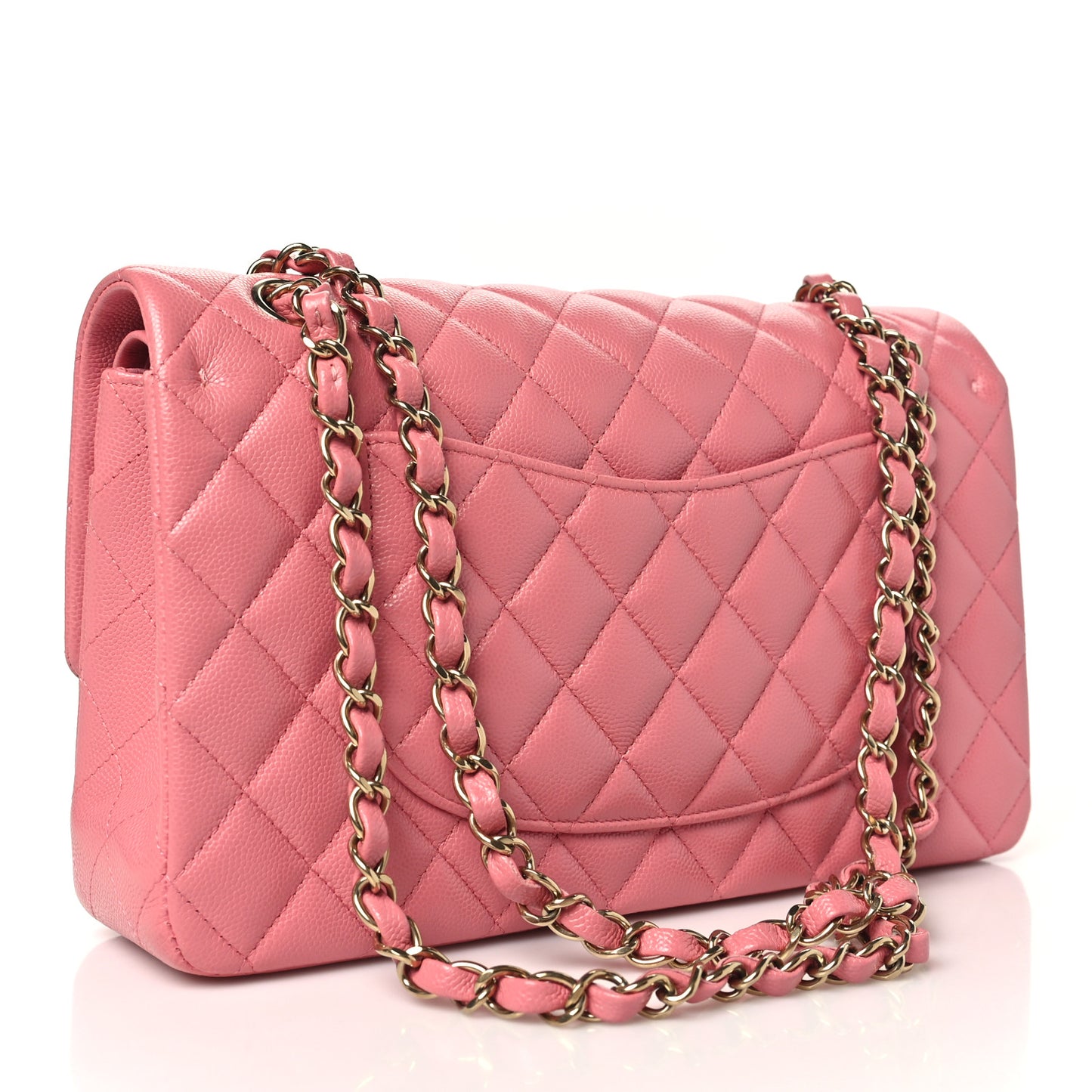Caviar Quilted Medium Double Flap Pink