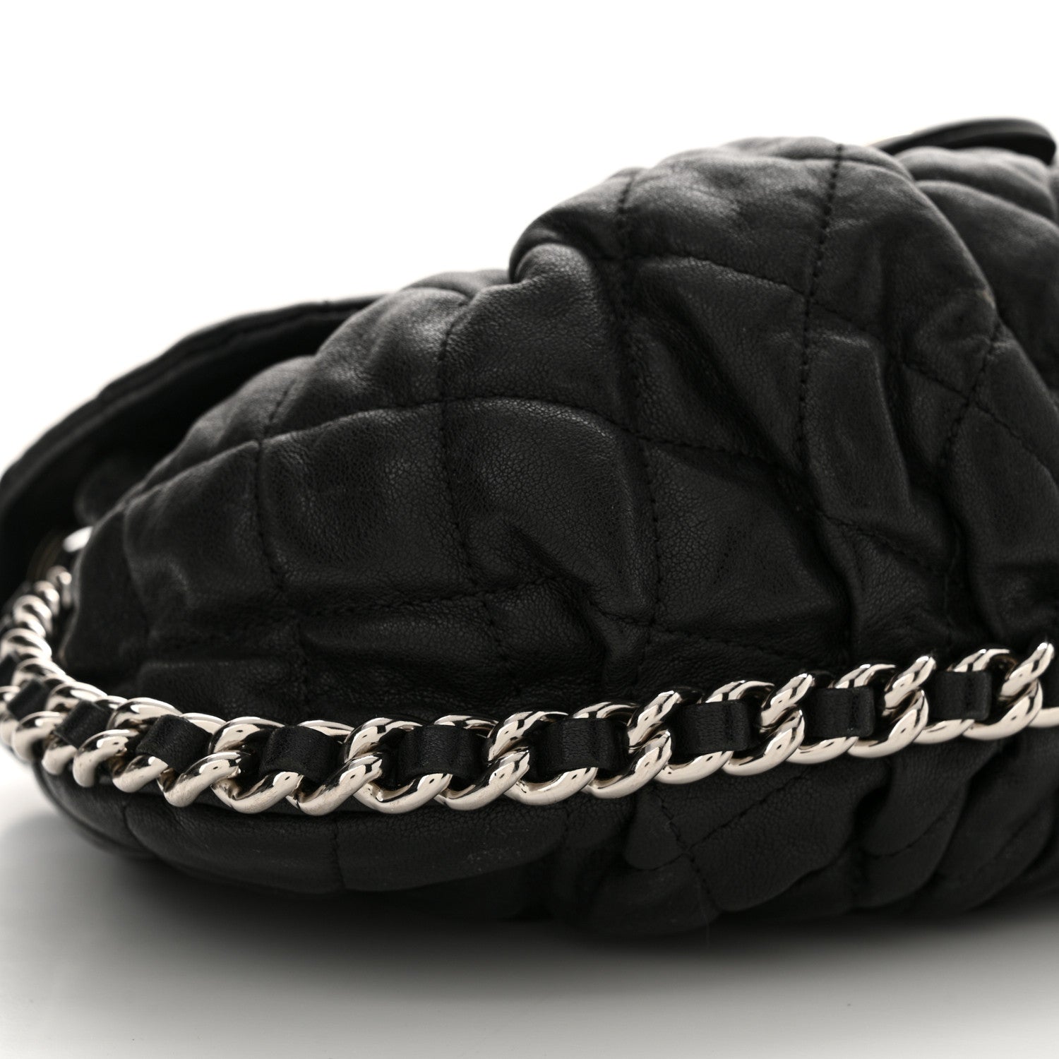 Chanel Washed Lambskin Quilted Medium Chain Around Messenger Black 9 of 12